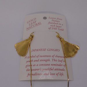 Set necklace and earings JAPANIZE GINKO 24k Gold Plated